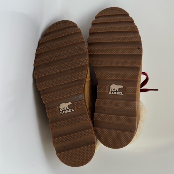 Sorel Ainsley Conquest Brown Lace Up Leather & Shearling Ankle Boots 9 M - Picture 11 of 13